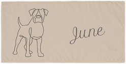 PGS Boxer Cashmere Script Name with Pet Doodle & Background Color White Sublimatable Dog Beach Towel, 30 x 60-in