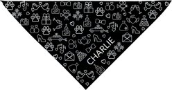 PGS Wedding Icons & Paws Personalized Dog Bandana, Black/White, Large
