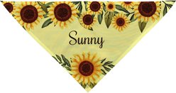 PGS Sunflower with Name Across Personalized Dog Bandana, Yellow/Green/Brown, Small