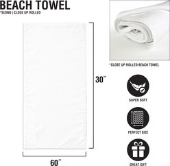 PGS Chihuahua Watercolor Dogs with Brown Paw Outlines on Stripes White Sublimatable Dog Beach Towel, Teal/White/Brown, 30 x 60-in slide 2 of 3