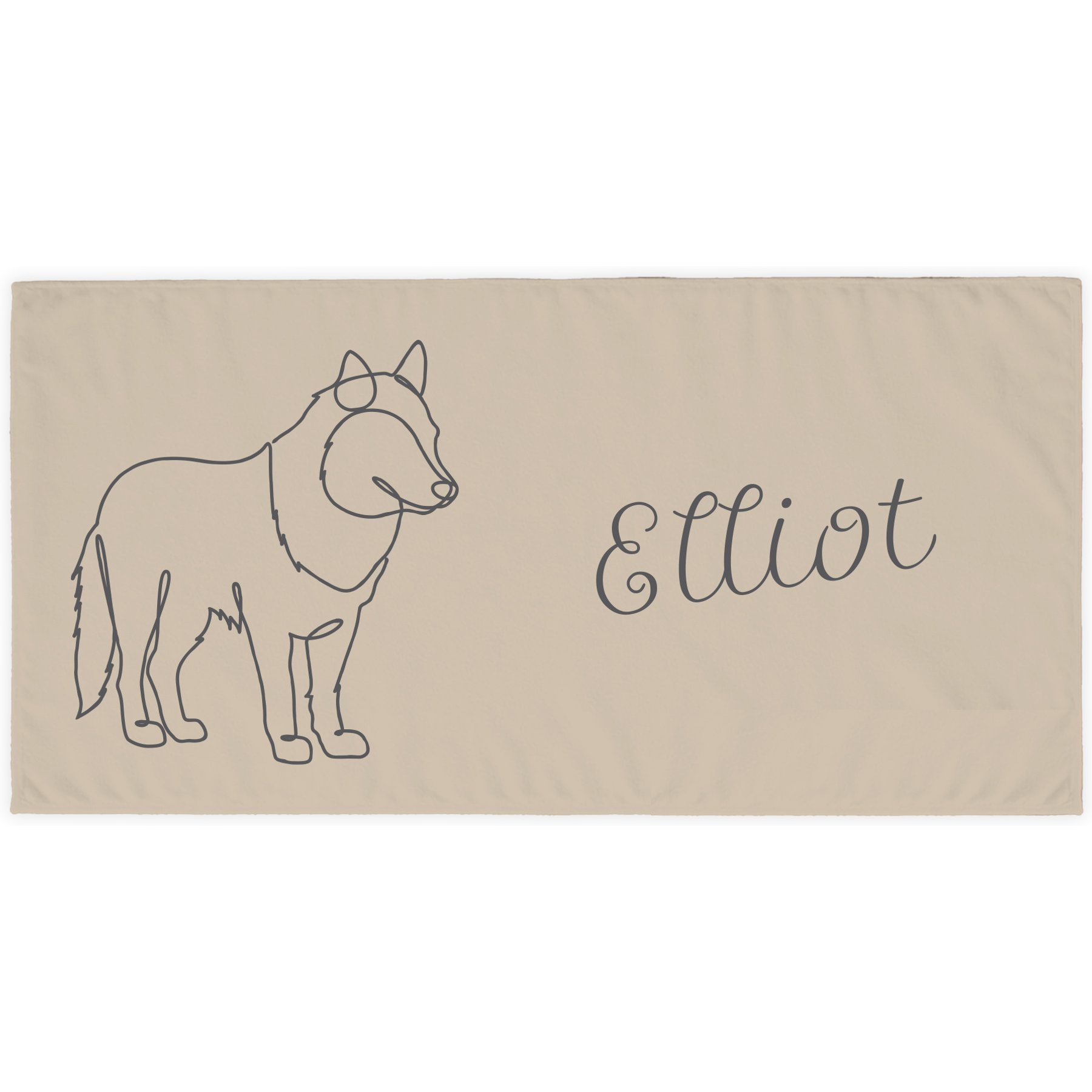 PGS Siberian Husky Cashmere Script Name with Pet Doodle & Background Color White Sublimatable Dog Beach Towel, 30 x 60-in