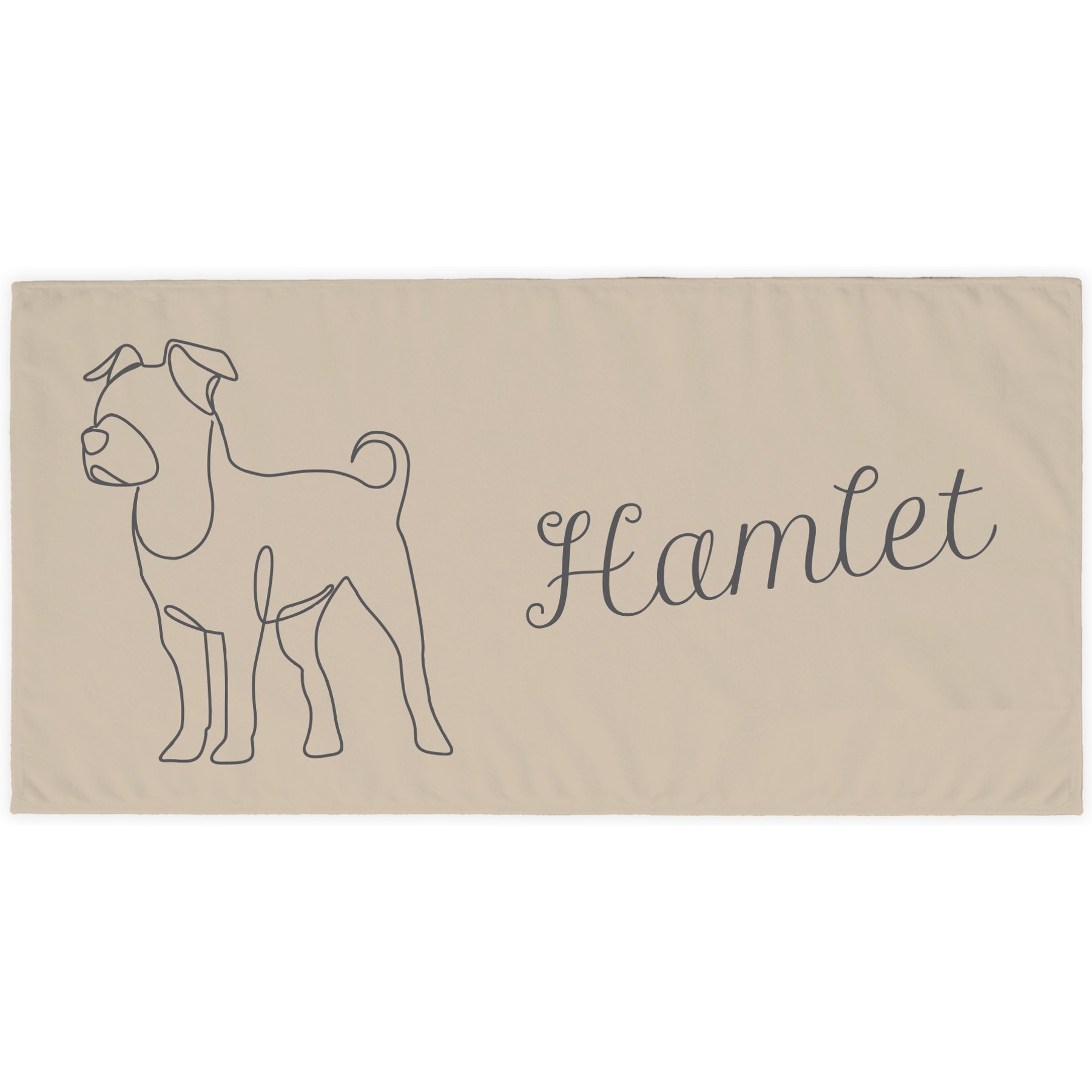 PGS Pitbull Cashmere Script Name with Pet Doodle & Background Color White Sublimatable Dog Beach Towel, 30 x 60-in