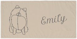 PGS Pomeranian Cashmere Script Name with Pet Doodle & Background Color White Sublimatable Dog Beach Towel, 30 x 60-in