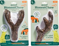 Woof HonestChew Meaty, Antler & Y-Shaped Plant-Based Beef Flavored Dog Chew Toy with Meat Covering, 10-oz bag, 2 count, Large