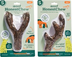 Woof HonestChew Meaty, Antler & Y-Shaped Plant-Based Beef Flavored Dog Chew Toy with Meat Covering, 10-oz bag, 2 count, Small slide 1 of 8