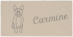 PGS Boston Terrier Cashmere Script Name with Pet Doodle & Background Color White Sublimatable Dog Beach Towel, 30 x 60-in
