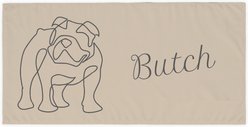 PGS Bulldog Cashmere Script Name with Pet Doodle & Background Color White Sublimatable Dog Beach Towel, 30 x 60-in