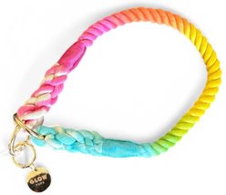 Glow Pups Rainbow Slip-on Rope Dog Collar, Rainbow, Large: 18 to 22-in neck