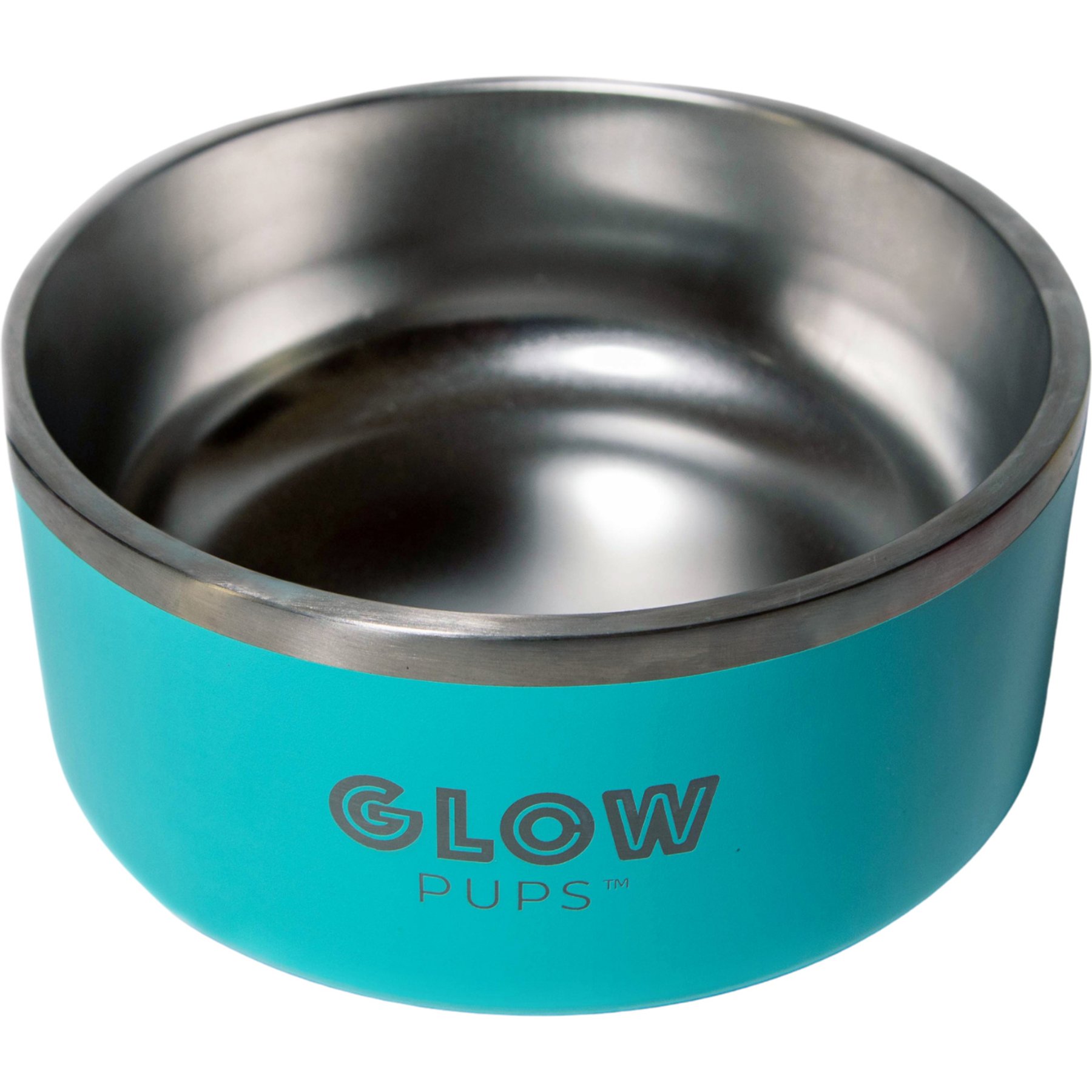 Glow Pups Vacuum Insulated Stainless Steel Dog Bowl, Light Blue, 32-oz