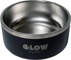 Glow Pups Vacuum Insulated Stainless Steel Dog Bowl, Black, 64-oz