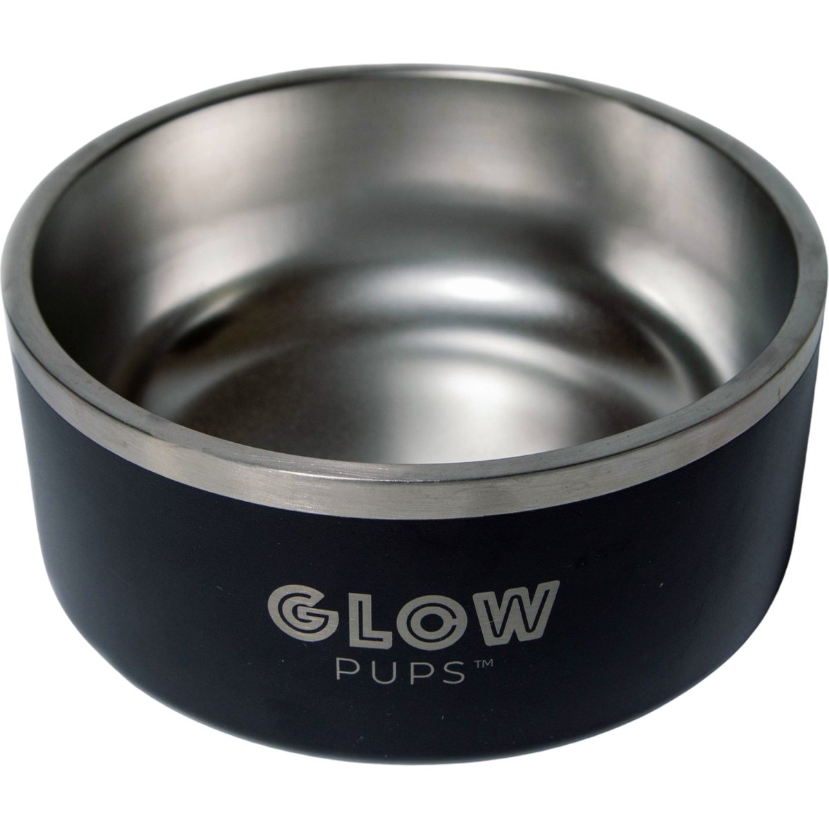 Glow Pups Vacuum Insulated Stainless Steel Dog Bowl, Black, 32-oz