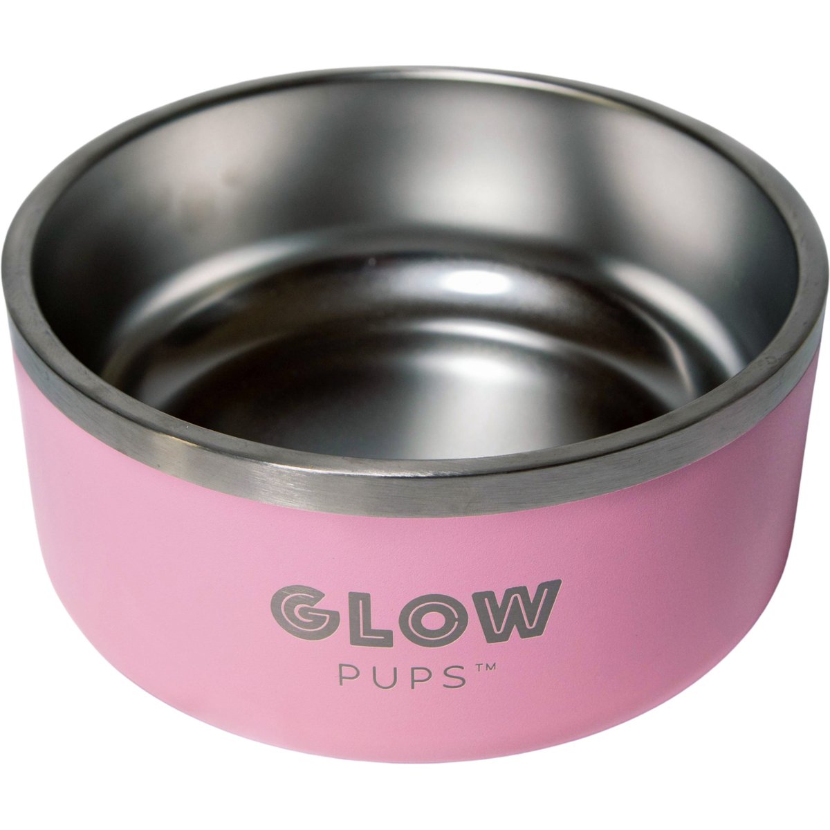 Glow Pups Vacuum Insulated Stainless Steel Dog Bowl, Light Pink, 32-oz