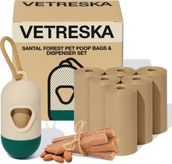 VETRESKA Santal Forest Dog Poop Bags & Dispenser Set, 105 count