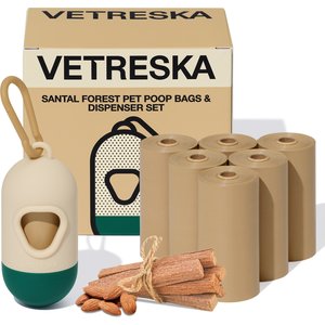 VETRESKA Santal Forest Dog Poop Bags & Dispenser Set, 105 count