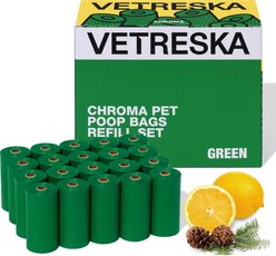 VETRESKA Chroma Dog Poop Bags Refill Set, Green, 300 count