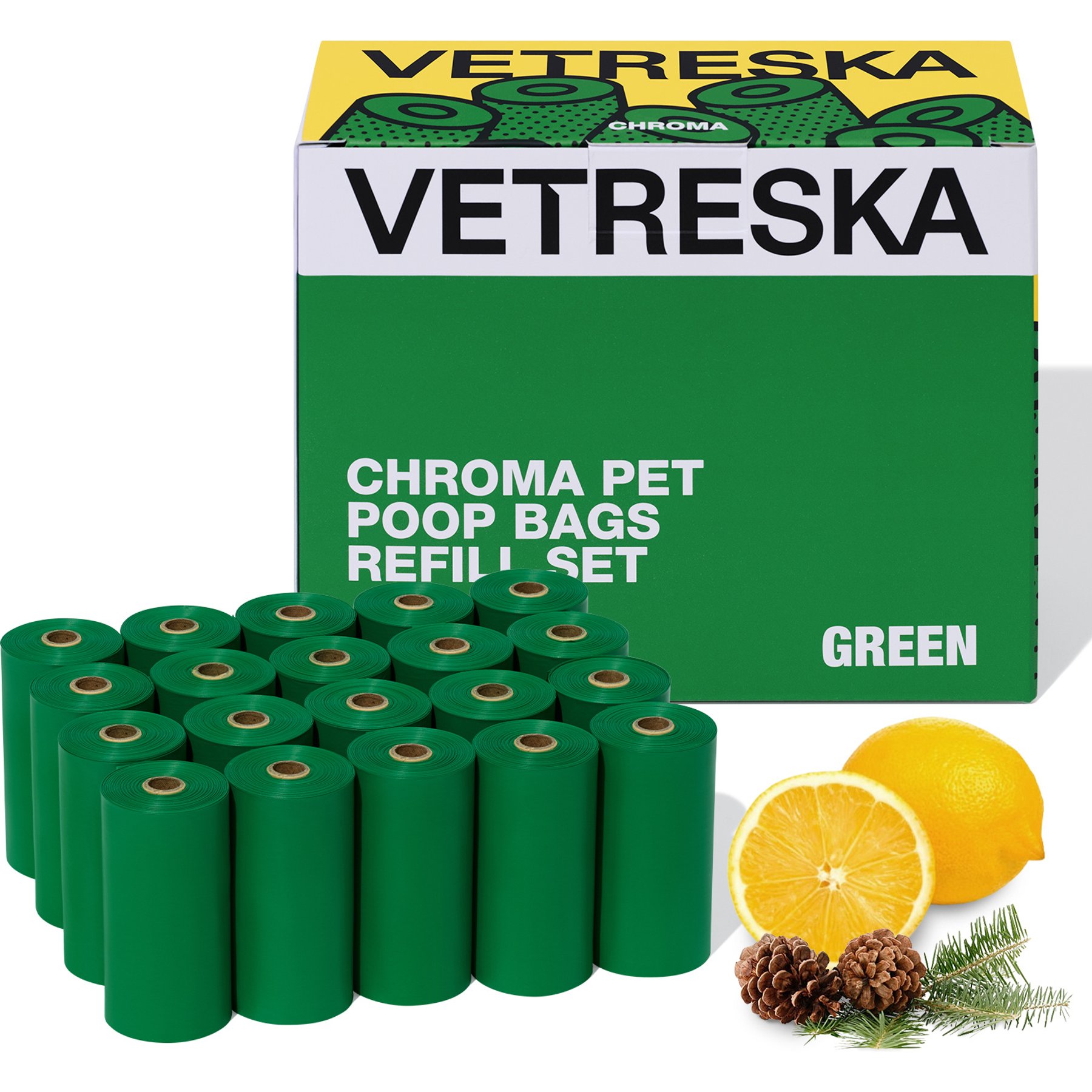 VETRESKA Chroma Dog Poop Bags Refill Set, Green, 300 count