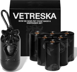 VETRESKA Bow De Noir Dog Poop Bags & Dispenser Set, 105 count slide 1 of 9