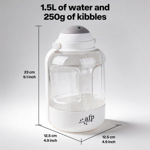 allforpaws Lifestyle Mess Free Portable Drink & Food Dog Bottle, White, 9.1 x 4.9 x 4.9-in