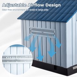 LEMBERI Sturdy Indoor & Outdoor Waterproof Plastic Dog House, Light Blue, 33.5 x 31.5 x 33.9-in slide 2 of 7