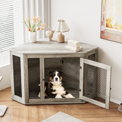 LEMBERI Corner Furniture Style Dog Crate, Grey, 52 inch slide 1 of 8