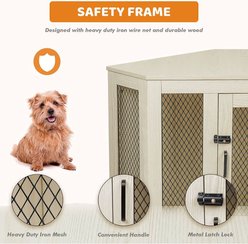 LEMBERI Corner Furniture Style Dog Crate, White, 44 inch slide 2 of 8