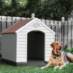 LEMBERI Durable Waterproof Plastic Insulated Dog House, Brown, 42 x 38 x 39-in slide 2 of 7
