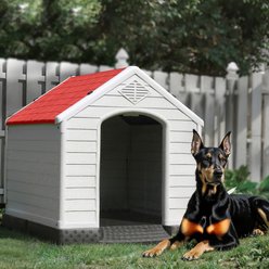 LEMBERI Durable Waterproof Plastic Insulated Dog House, Red, 34 x 31 x 32-in slide 2 of 7
