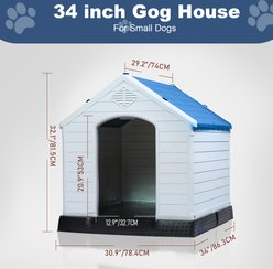 LEMBERI Durable Waterproof Plastic Insulated Dog House, Blue, 34 x 31 x 32-in slide 2 of 7