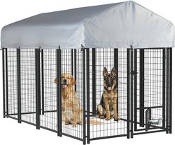 LEMBERI Outside Kennel with Roof Heavy Duty Dog Exercise Pen, Black, 93 x 50.4 x 56.6-in