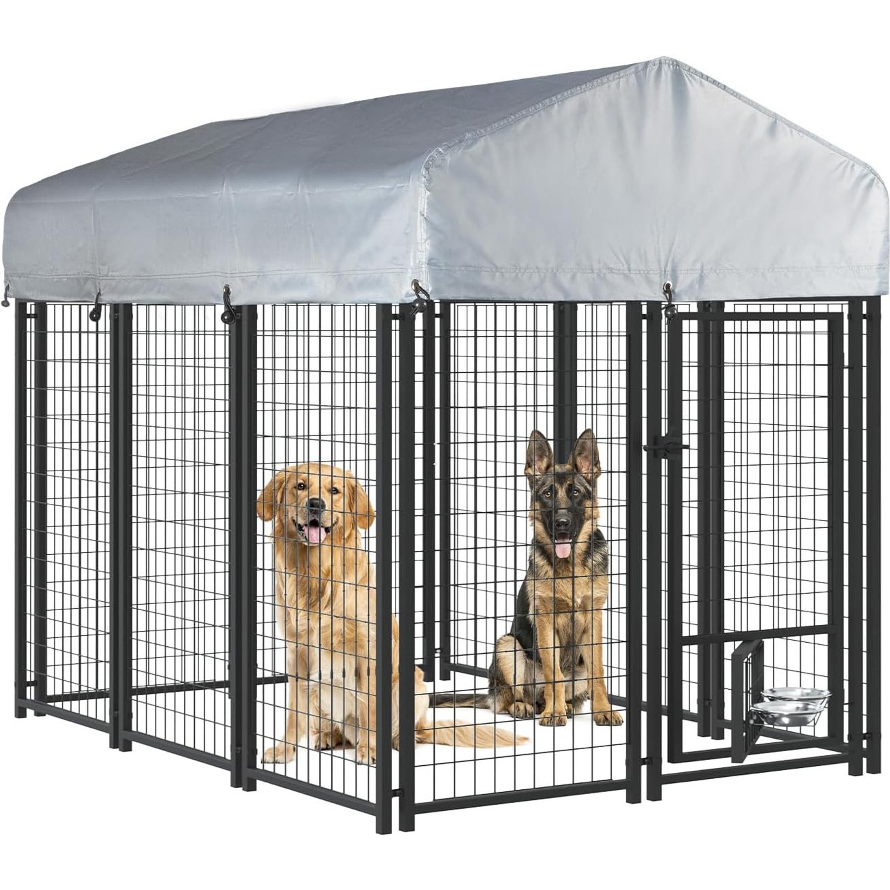 LEMBERI Outside Kennel with Roof Heavy Duty Dog Exercise Pen, Black, 69.1 x 50.4 x 56.6-in