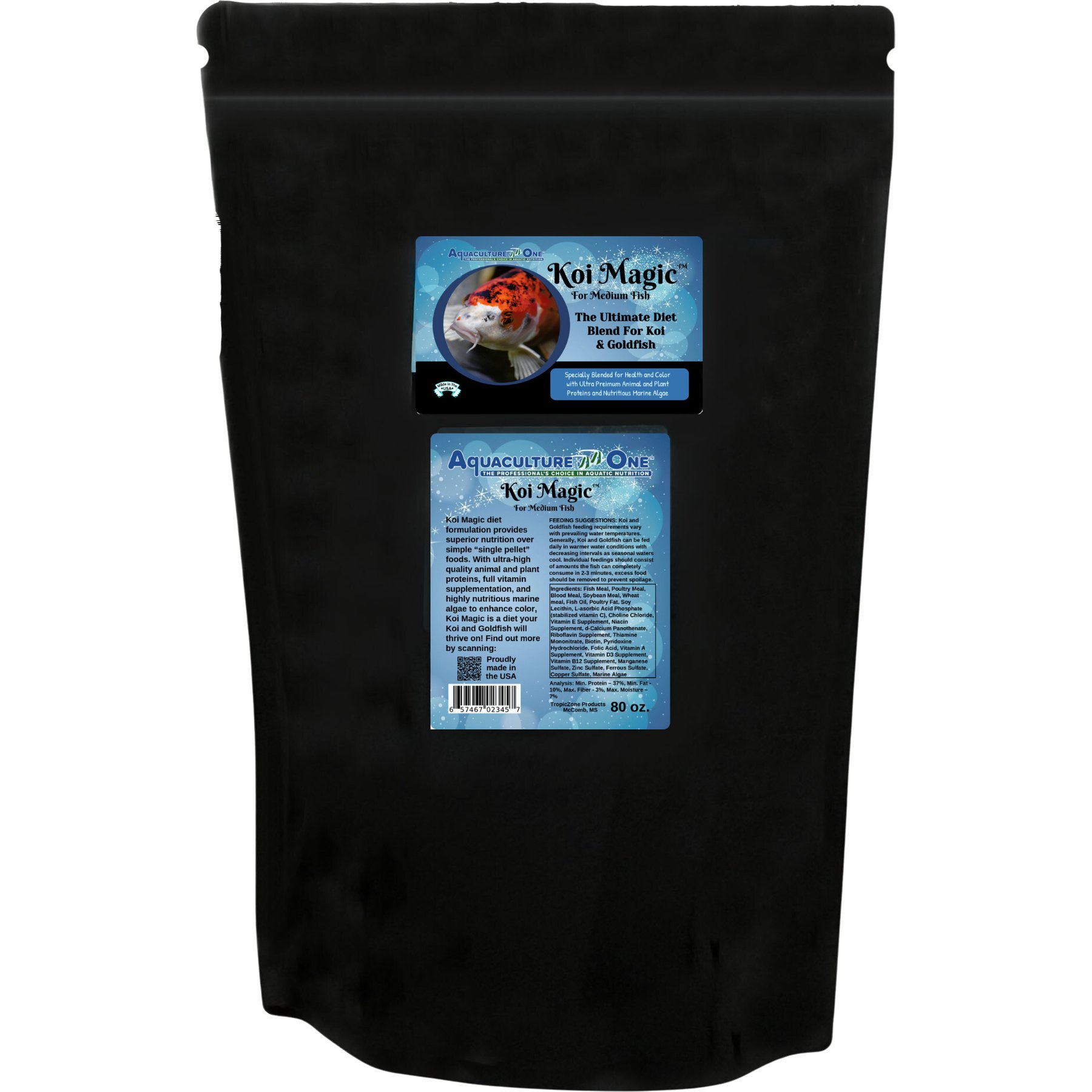 Aquaculture-One Koi Magic Pellets Large Koi & Goldfish Food, 80-oz bag
