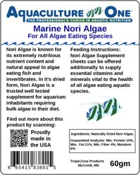 Aquaculture-One Marine Nori Algae Whole Sheets Fish Supplement, 60-gm bag slide 2 of 3