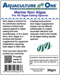 Aquaculture-One Marine Nori Algae Half Sheets Fish Supplement, 30-gm bag slide 2 of 3