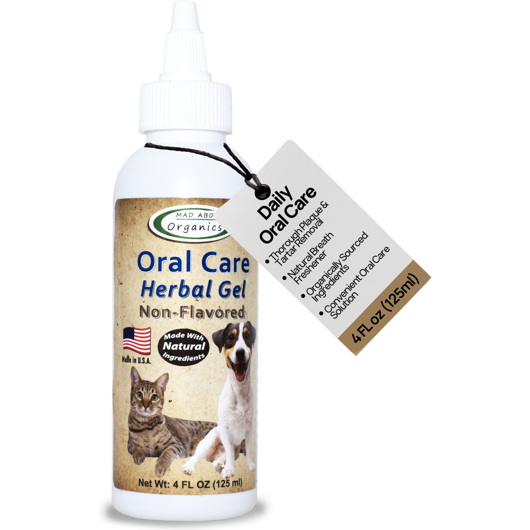 Mad About Organics Oral Care Herbal Non Flavored Dog Dental Gel, 4-fl oz bottle