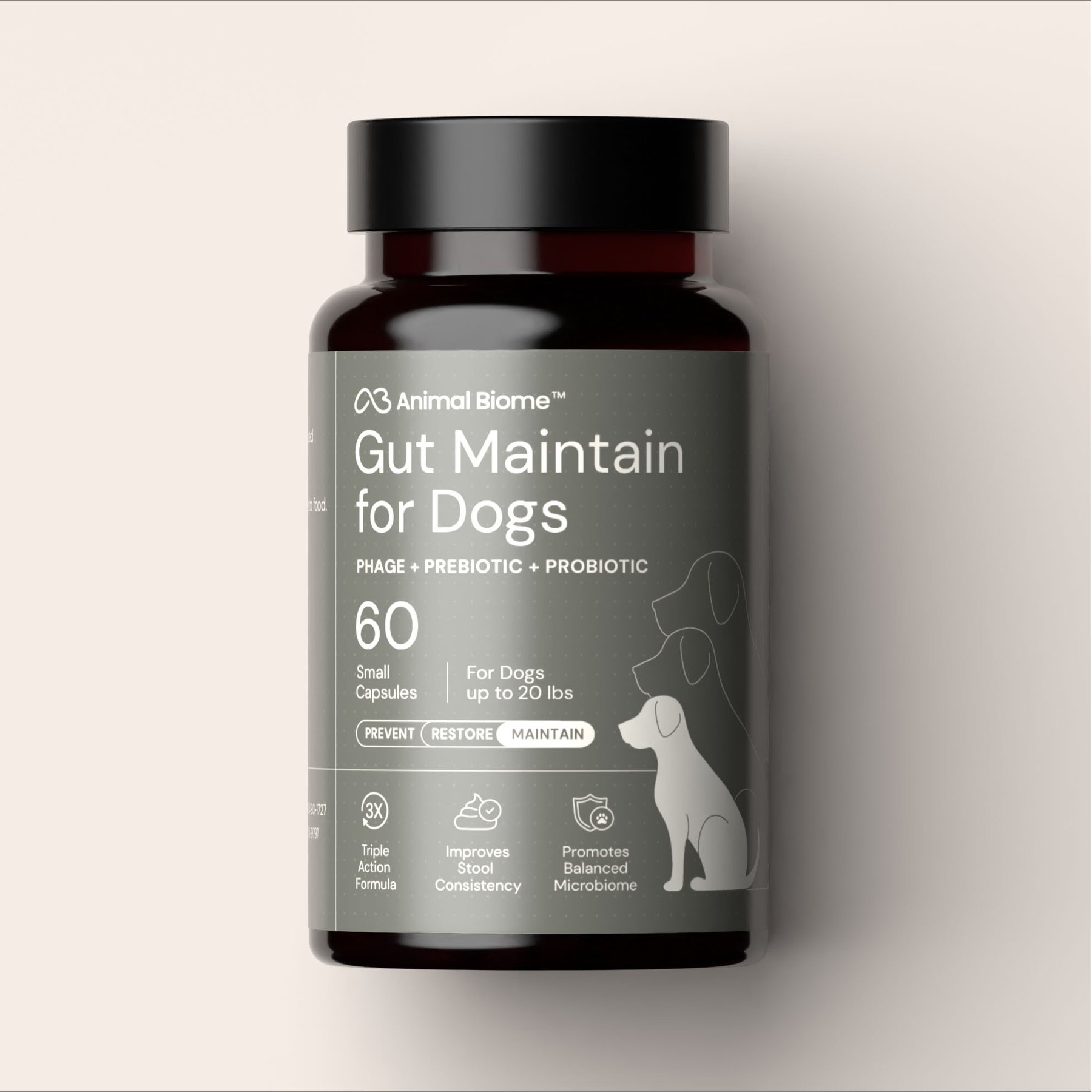 AnimalBiome Gut Maintain Probiotics & Prebiotics Digestive Health Supplement for Small Dogs, 60 count