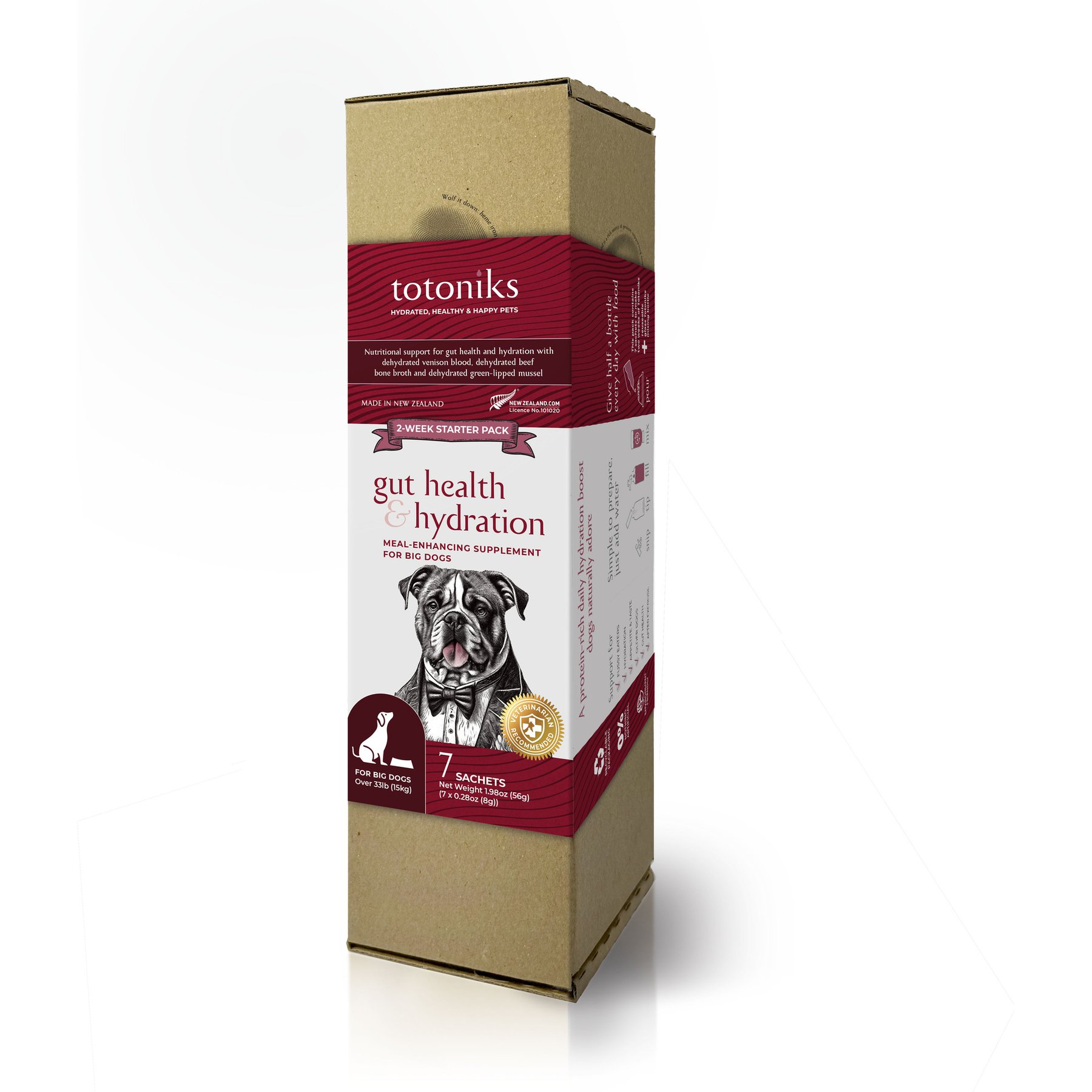 Totoniks Gut Health & Hydration Starter Pack Venison Flavored Powder Digestive Aid for Large Dogs, 7 count