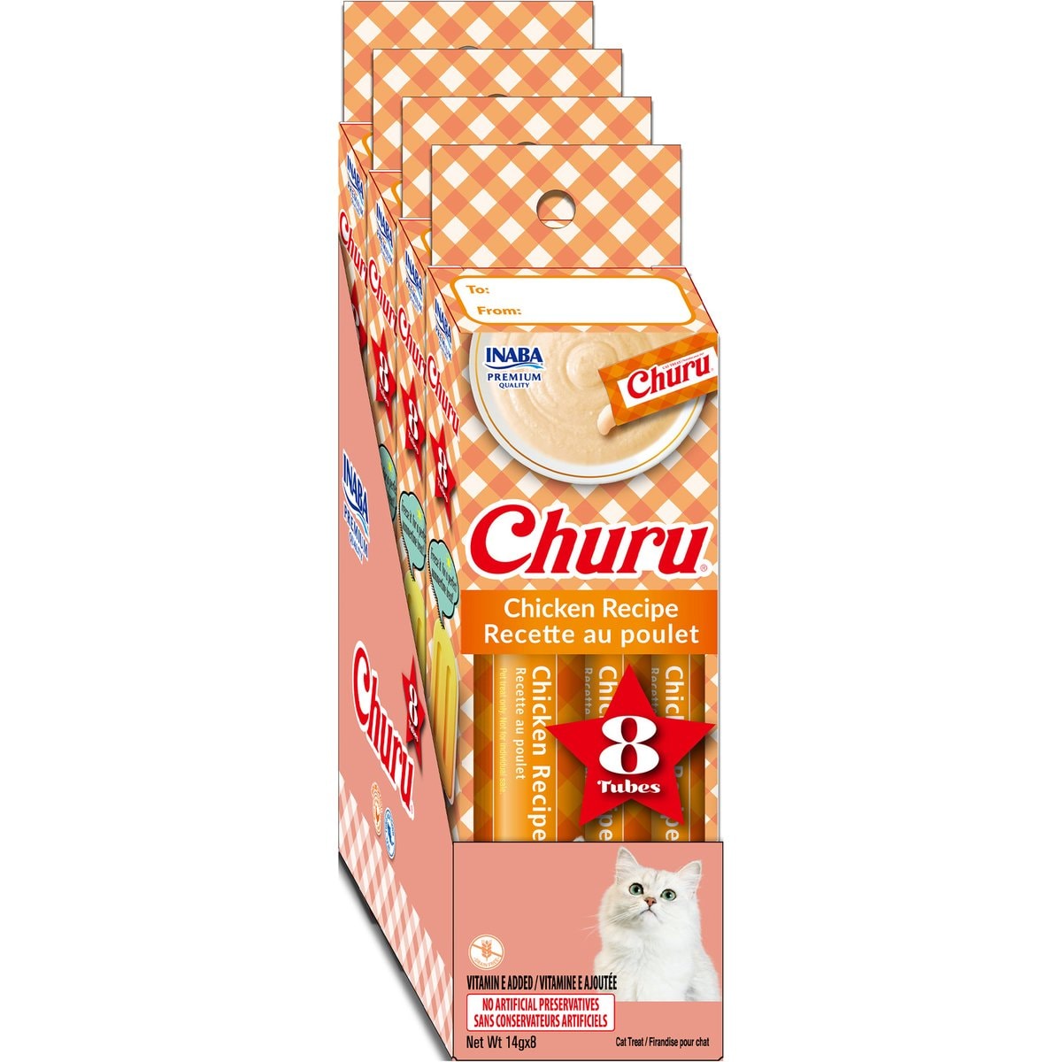 Inaba Churu Grain-Free Creamy Puree Chicken Recipe Lickable Cat Treat, 0.5-oz tube, 32 count