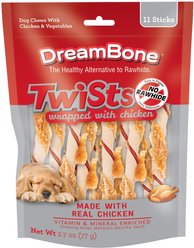 DreamBone Twists Wrapped with Chicken Rawhide Free Dog Hard Chew Treats, 11 count