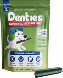 Denties Chicken, Spirulina & Mint Recipe Dental Sticks Dog Treats, Large, 22 count