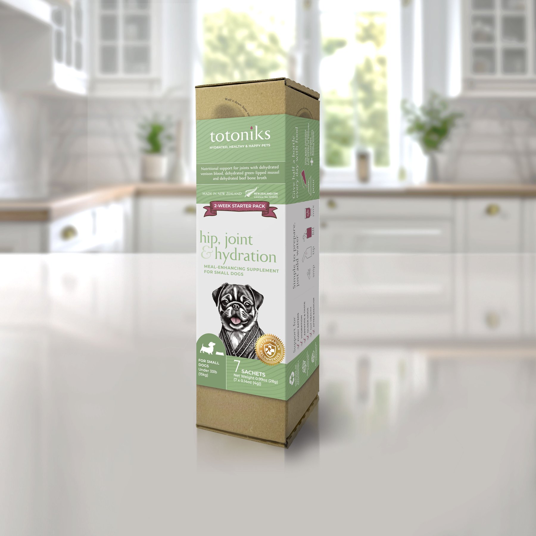 Totoniks Hip, Joint & Hydration Starter Pack Venison Flavored Powder Supplement for Small Dogs, 7 count
