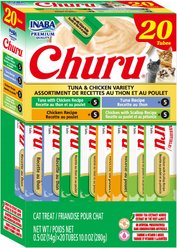 Inaba Churu Grain-Free Squeezable Creamy Puree Tuna & Chicken Variety Lickable Cat Treat, 0.5-oz tube, 20 count