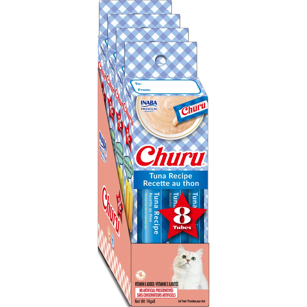 Inaba Churu Grain-Free Creamy Puree Tuna Recipe Lickable Cat Treat, 0.5-oz tube, 32 count