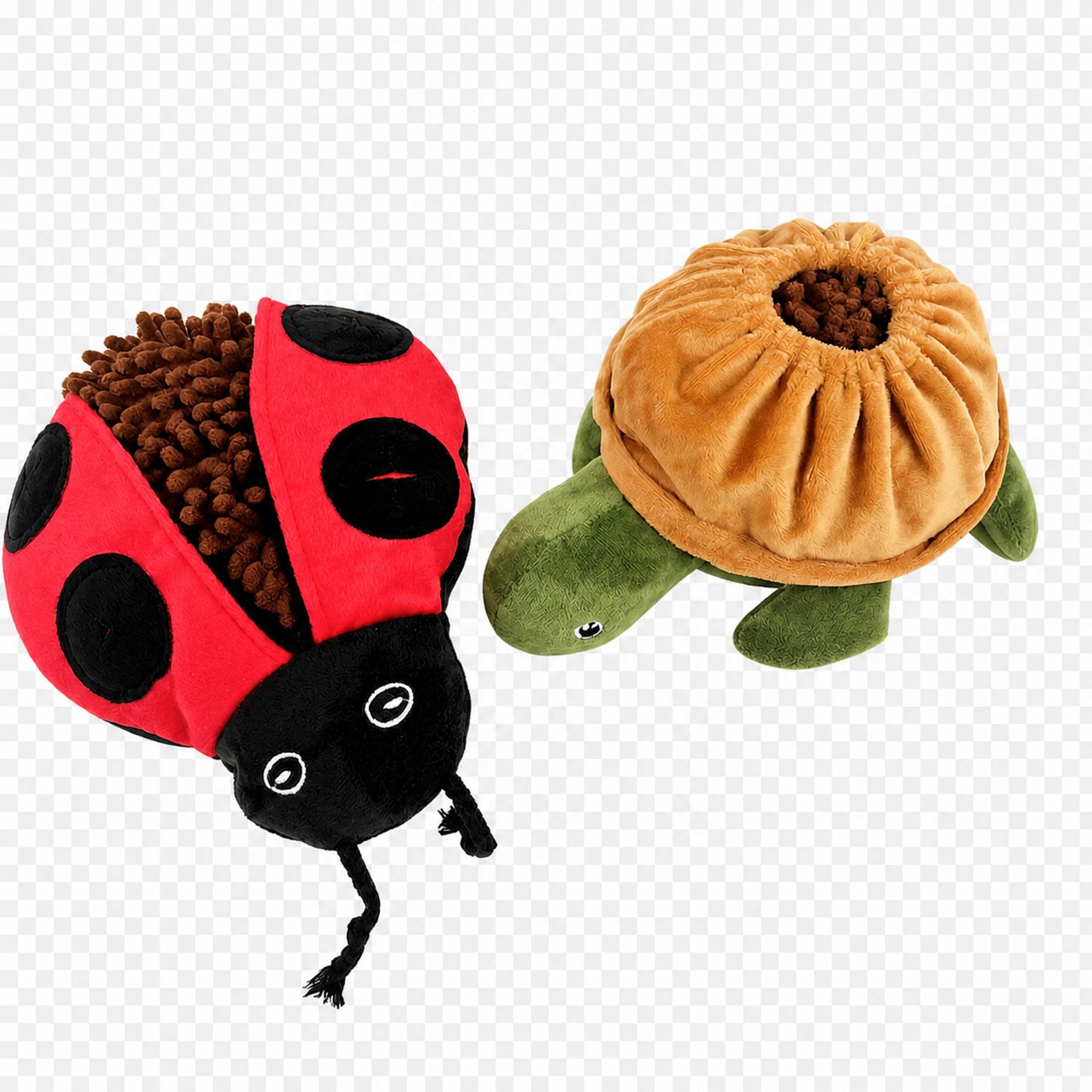 EYS Interactive Hide & Seek, Bug & Beast Bundle, Ladybug & Turtle Snuffle Squeaky Plush Dog Toy, Red/Green, 2 count
