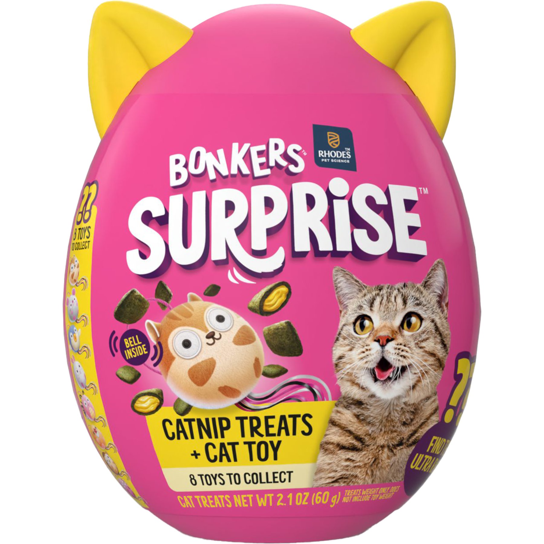 BONKERS Surprise Catnip Flavor Cat Treats with Blind Box Cat Toy, 2.11-oz bag