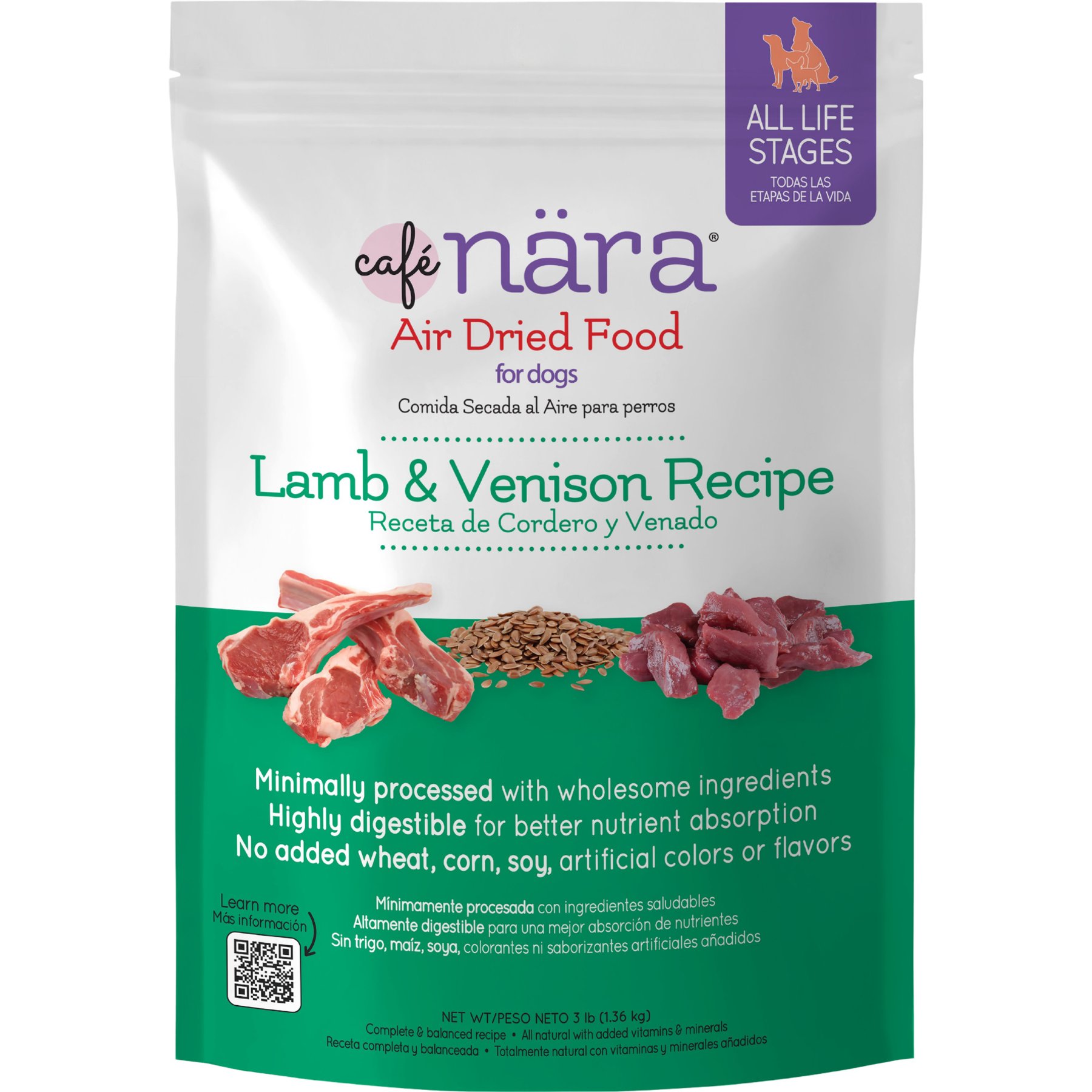 Cafe Nara Lamb & Venison Recipe Air Dried Dog Food, 3-lb bag
