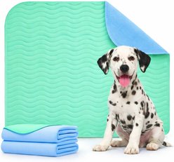 Green Lifestyle Quick Dry Washable Pee Pads Unscented Dog Potty Training System, Blue/Green, 30 x 34-in, 2 count