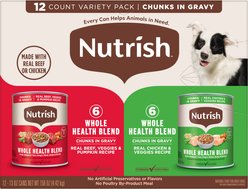 Rachael Ray Nutrish Whole Health Blend Chunks in Gravy Variety Pack Dog Wet Food, 13-oz can, 12 count
