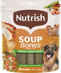 Rachael Ray Nutrish Soup Bones Premium Dog Chews with Real Chicken & Veggies Hard Dog Chews, 11 count bag