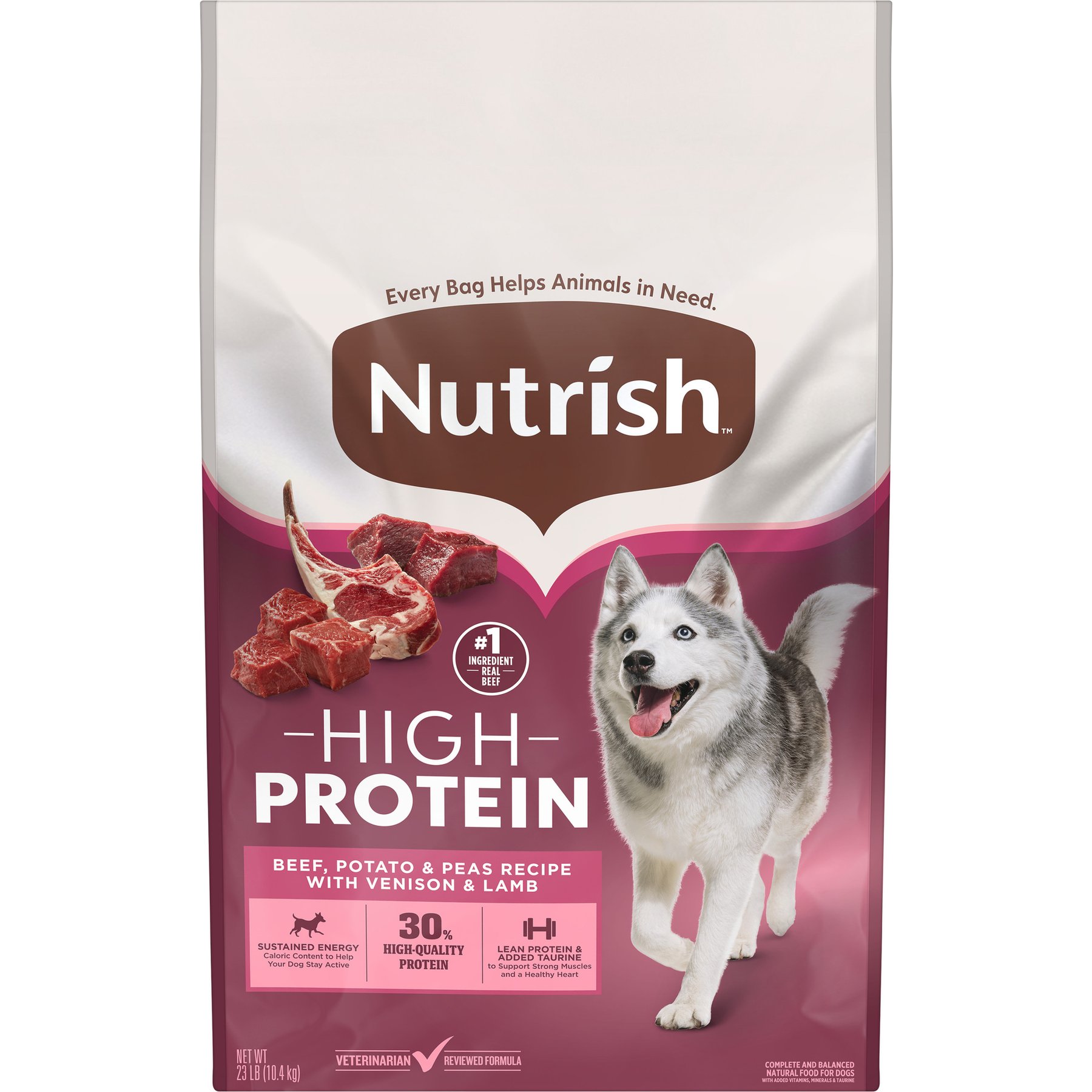 Rachael Ray Nutrish High Protein Beef, Potato & Peas Recipe with Venison & Lamb Dry Dog Food, 23-lb bag
