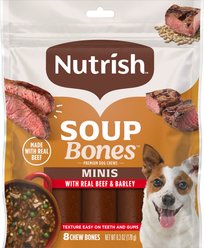 Rachael Ray Nutrish Soup Bones Minis Chews with Real Beef & Barleys Dog Treats, 6.3-oz pouch